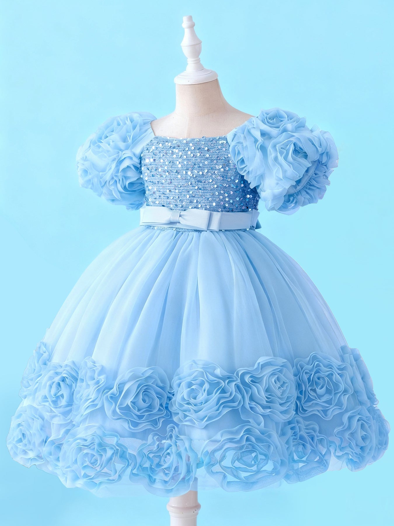 Zvzio Girls 3D Floral Embroidered Princess Dress | Short Sleeve Sequin Sparkle A-Line Dress Multi-Layer Tulle Flower Girl Party Dress Zvzio Girls 3D Floral Embroidered Princess Dress | Short Sleeve Sequin Sparkle A-Line Dress Multi-Layer Tulle Flower Girl Party Dress