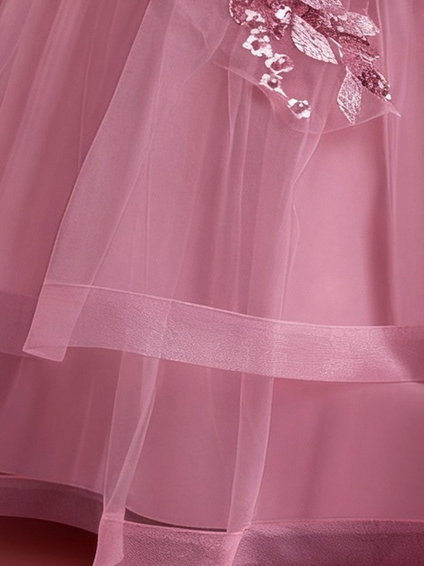 Zvzio Girls Cloud Shoulder Embroidered Long Princess Dress | Front Yoke Cloud Design Pearl Embroidery Panel Double-Layer Draping Tulle Flower Girl Dress Party Set - Ages 4-9, Multiple Colors