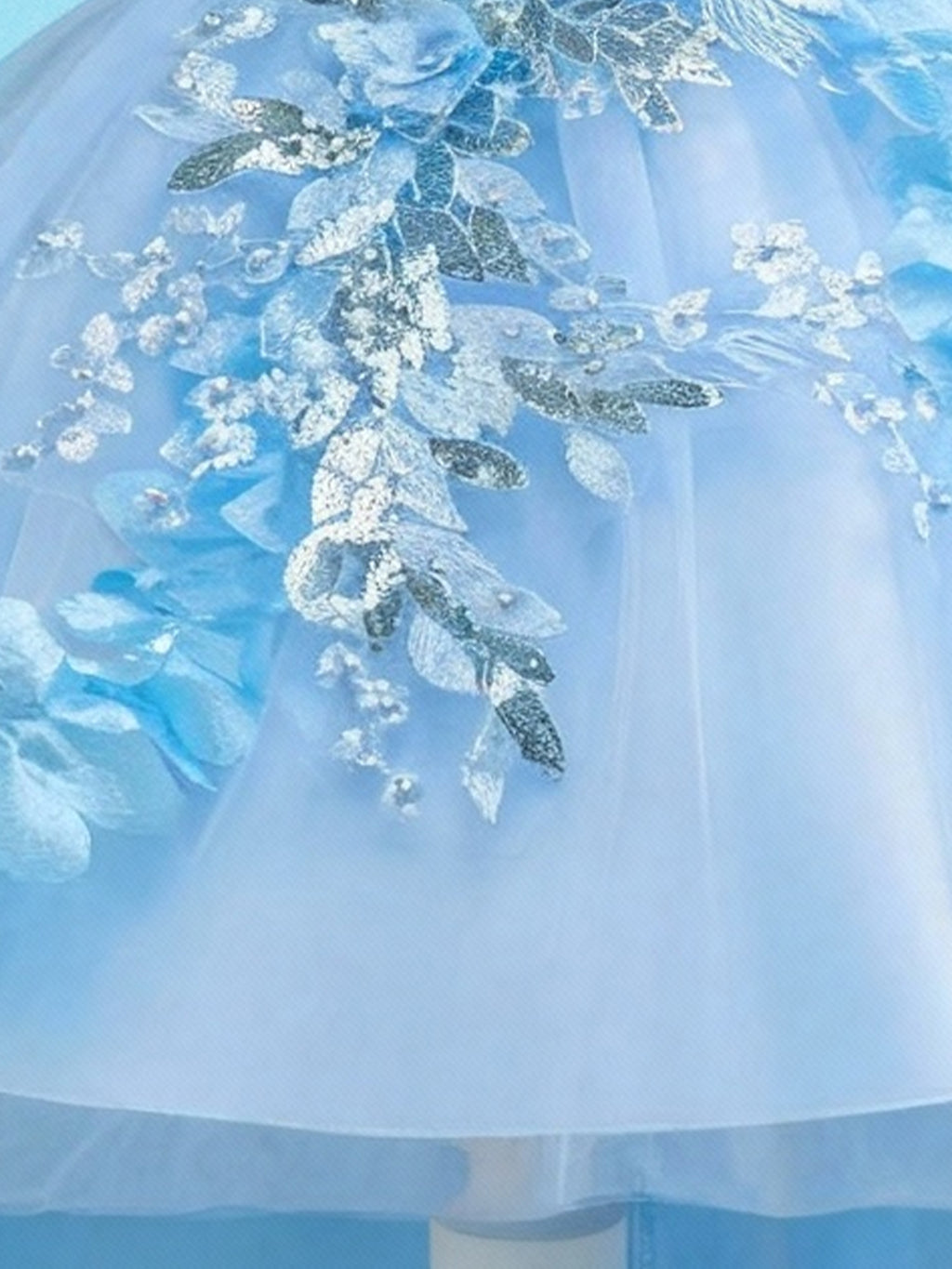 Zvzio Girls Cloud Collar Embroidered Train Princess Dress | Front Yoke Cloud Design 3D Floral Pearl Embroidery Wrap-Around Leaf Lace Long Train Flower Girl Dress - Ages 4-9, Multiple Colors