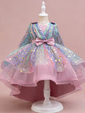 Zvzio Girls Star Gilded Cape Bow Princess Dress | Gold Star Pattern Triple Bow Decoration Draping Capelet Asymmetric Train Skirt Flower Girl Dress - Ages 4-9