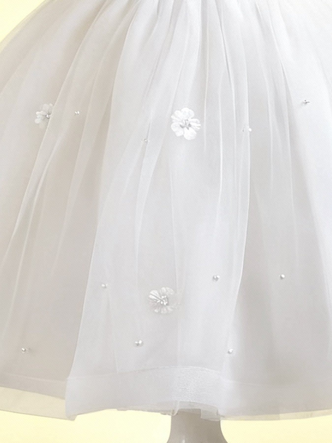 Zvzio Girls Short Sleeve Princess Dress - Shimmery Satin, Double Layer Skirt & 3D Pearl Floral, Puff Sleeve Flower Girl Party Outfit