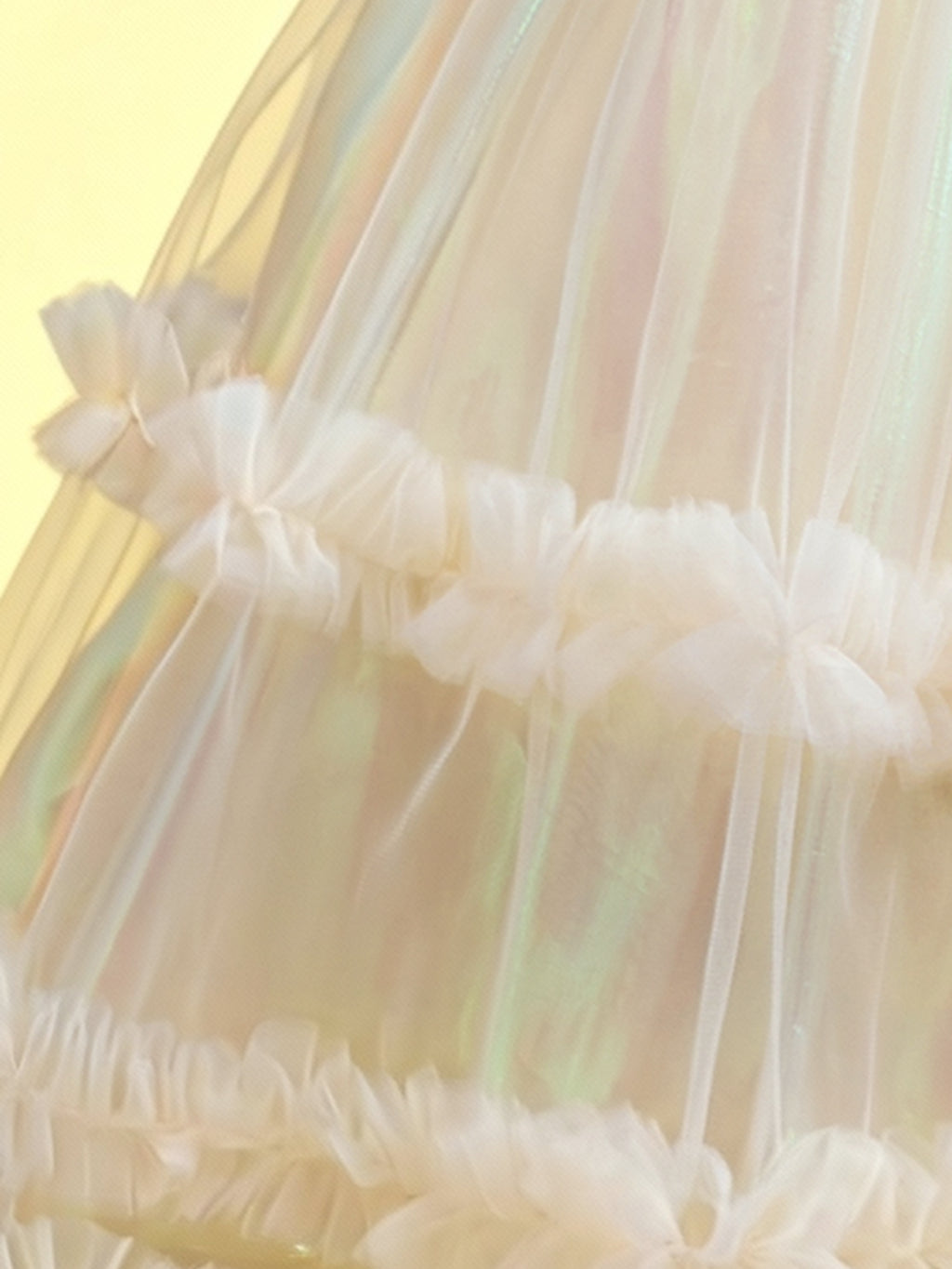 Zvzio Girls Gradient Tulle Embroidered Princess Dress | Reflective Green Yellow Gradient Bodice Embroidery Triple-Layer Ruffle Hem Flower Girl Dress Set - Ages 4-9