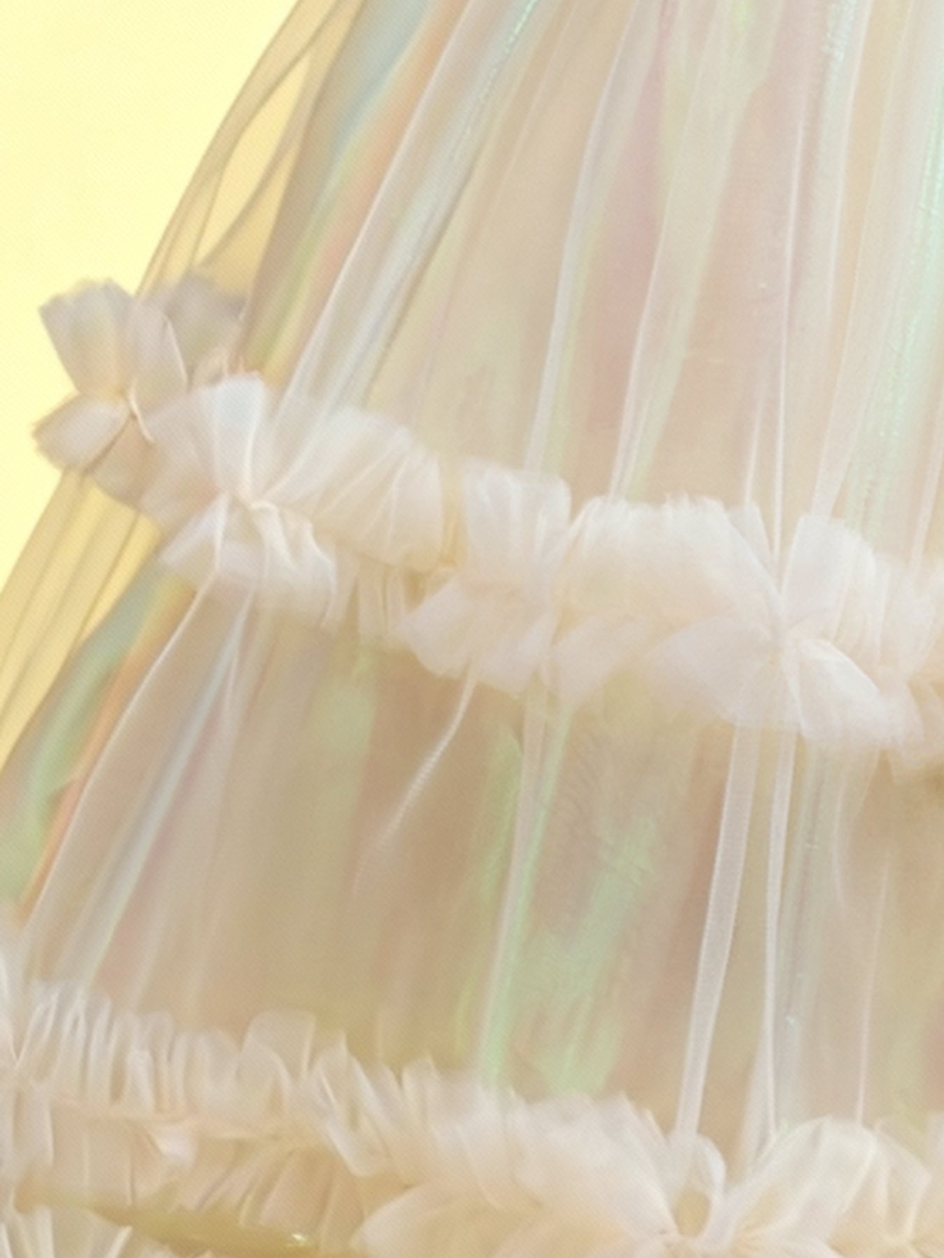 Zvzio Girls Gradient Tulle Embroidered Princess Dress | Reflective Green Yellow Gradient Bodice Embroidery Triple-Layer Ruffle Hem Flower Girl Dress Set - Ages 4-9