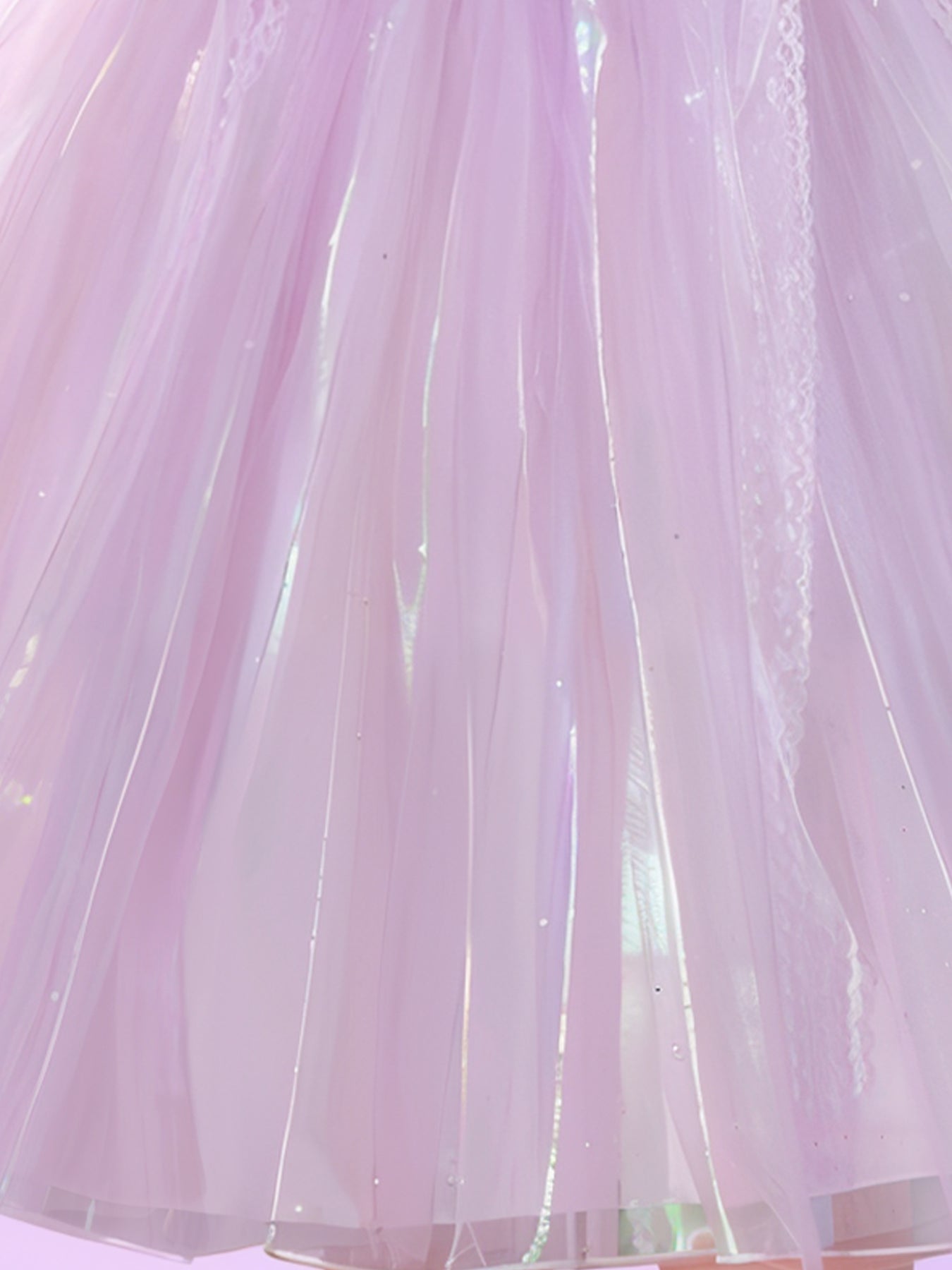 Zvzio Girls Purple Princess Dress | Reflective Tulle Short A-Line Flower Girl Dress Party Ballet Dress - Flutter Sleeves Lace Bow & Gem Decor for Ages 4-9