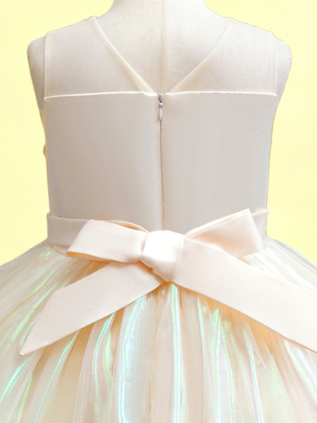 Zvzio Girls Gradient Tulle Embroidered Princess Dress | Reflective Green Yellow Gradient Bodice Embroidery Triple-Layer Ruffle Hem Flower Girl Dress Set - Ages 4-9