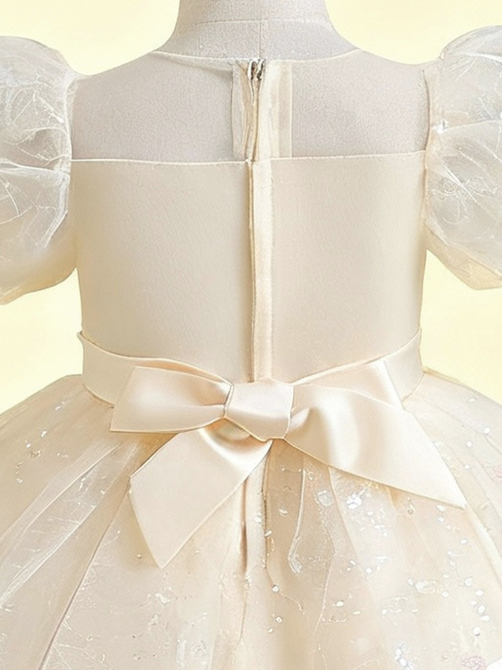 Zvzio Girls Princess Party Dress - Floral Embroidery Bodice, Sparkle Tulle Skirt & Puff Sleeves, Flower Girl/Pageant A-line Short Dress