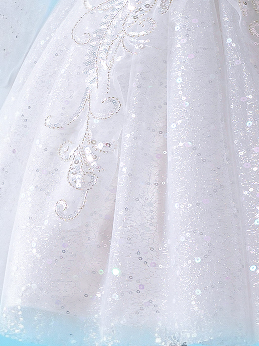 Zvzio Princess Flower Girl Dress 4-9 Years - Sparkling Embroidered Long Sleeve Gown for Wedding, Birthday Party | Champagne & White